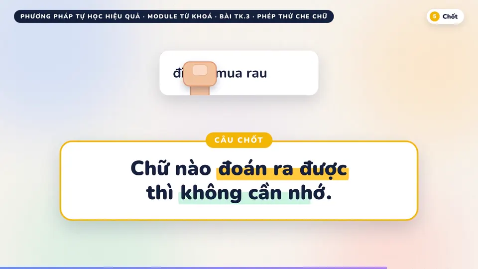 Ngón tay che một chữ trong câu